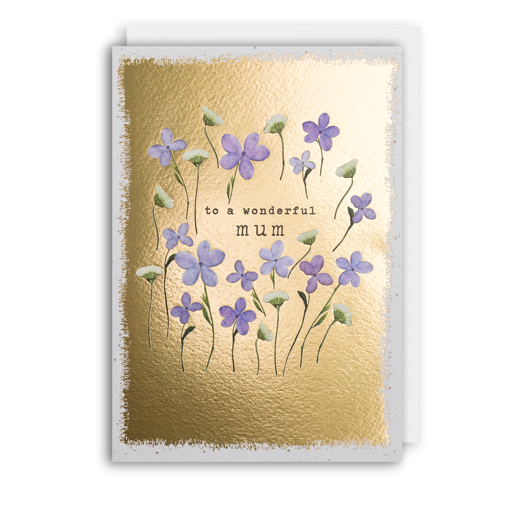 Mum Birthday Purple Flower - Pressed Flowers - Birthday message inside