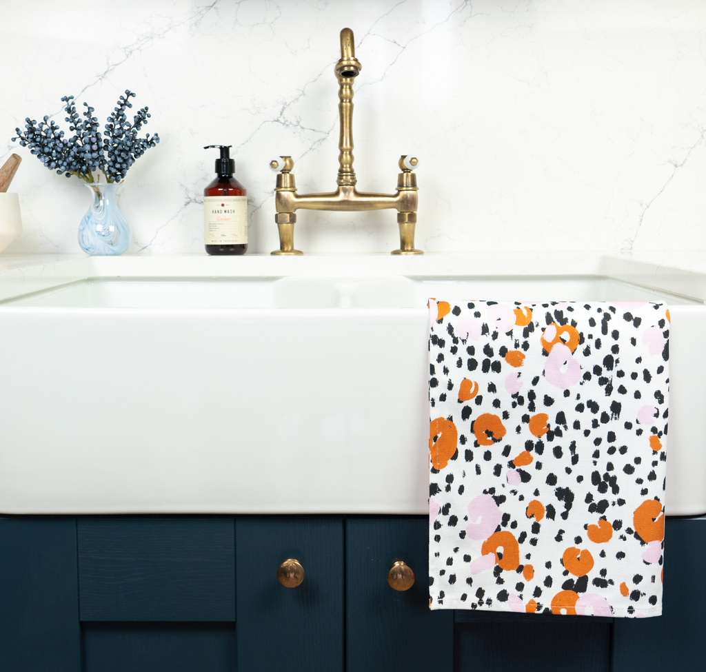 Orange Leopard print Tea Towel